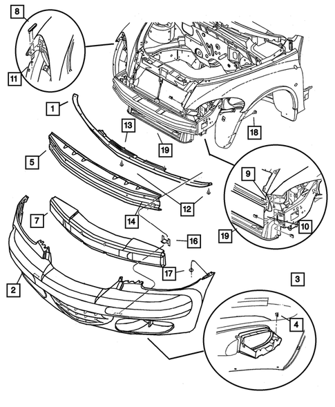 Front Bumper and Fascia for 2001 Chrysler PT Cruiser #0