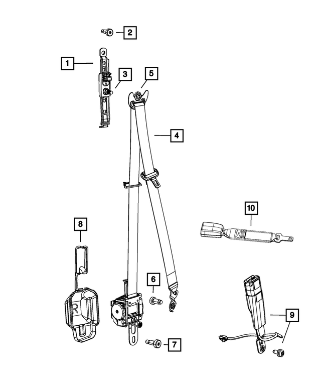 6JW981X9AH - : Front Outer Seat Belt, Right for Mopar Image