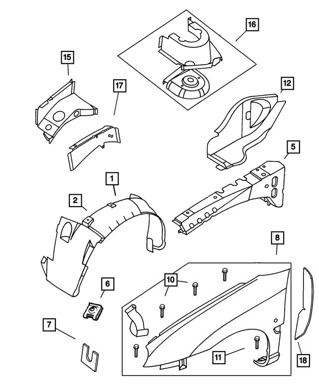4783303AE - : Fender Side Shield Panel, Left for Mopar Image