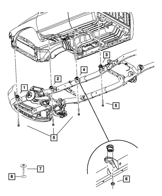 68090735AB - Frame, Bumper and Fascia: Body Hold Down Cushion for Mopar Image image