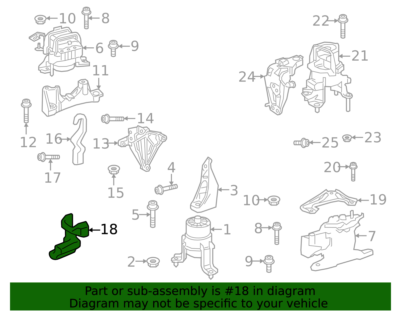 23825-25010 - Engine Mount Support Bracket Insulator 2023-2025 Toyota ...