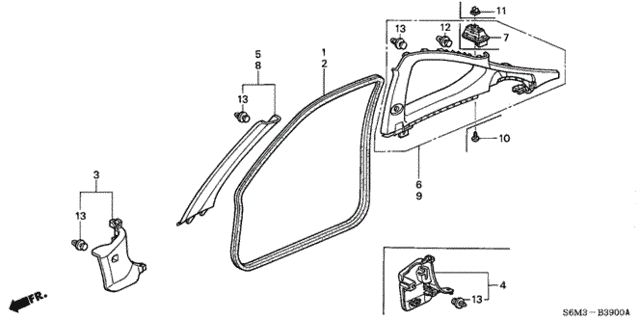 Pillar Garnish for 2002 Acura RSX #0