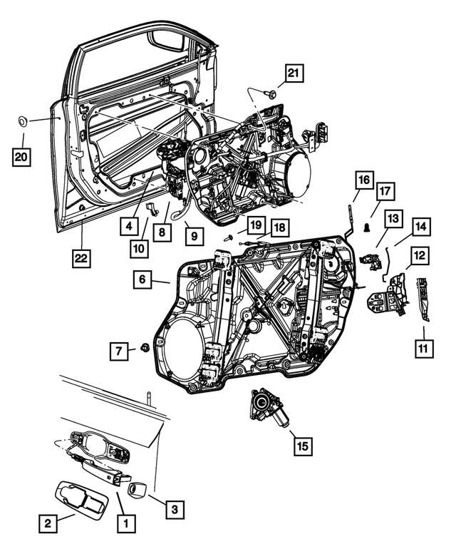 68151992AE - Doors, Door Mirrors and Related Parts: Exterior Door Handle, Left for Mopar Image