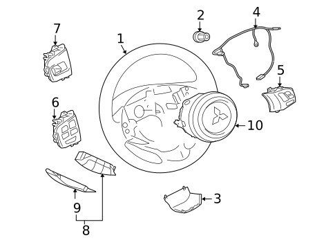 Steering Wheel & Trim for 2008 Mitsubishi Lancer #0