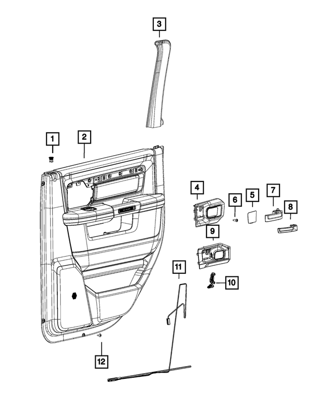 6RJ961X5AA - Interior Trim: Rear Door Trim Panel, Right for Mopar Image