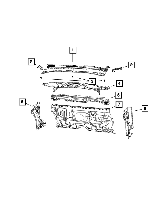5UT09RXFAC - Body Sheet Metal Except Doors: Cowl Top Screen for Jeep: Compass Image
