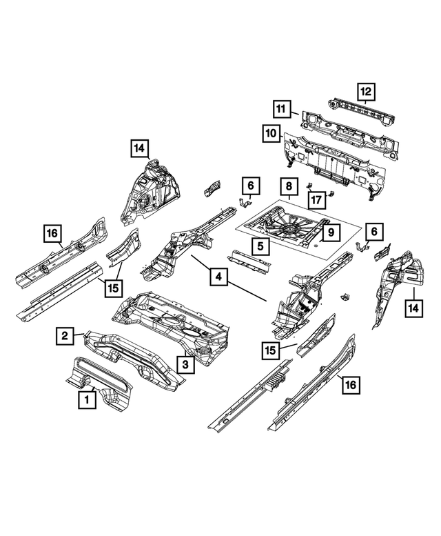 68472031AA - Body Sheet Metal Except Doors: Rear Floor Crossmember for Mopar Image image