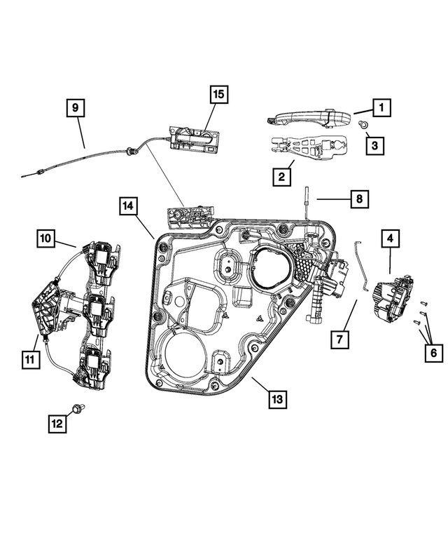 1MW30LAUAE - Doors, Door Mirrors and Related Parts: Exterior Door Handle, Right for Mopar Image