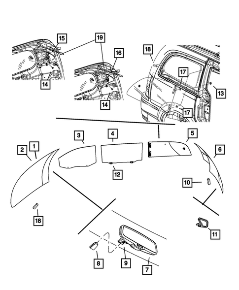 Glass and Interior Rear View Mirror for 2008 Dodge Grand Caravan #0