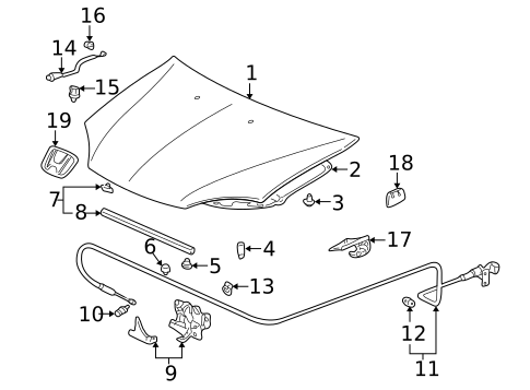 Hood & Components for 2000 Honda Insight #0