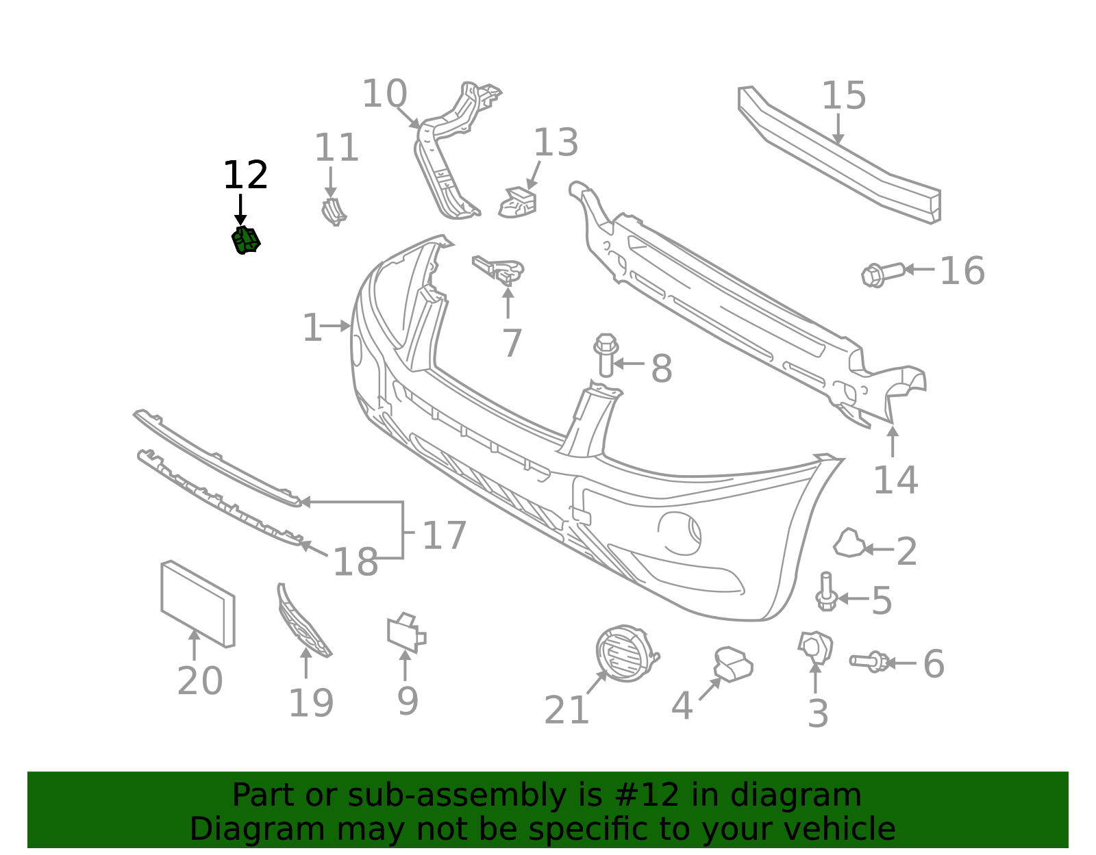Front Bumper Energy Absorber (White) For Toyota Highlander 2004-2007 – OEM 5261148050 – TO1070148