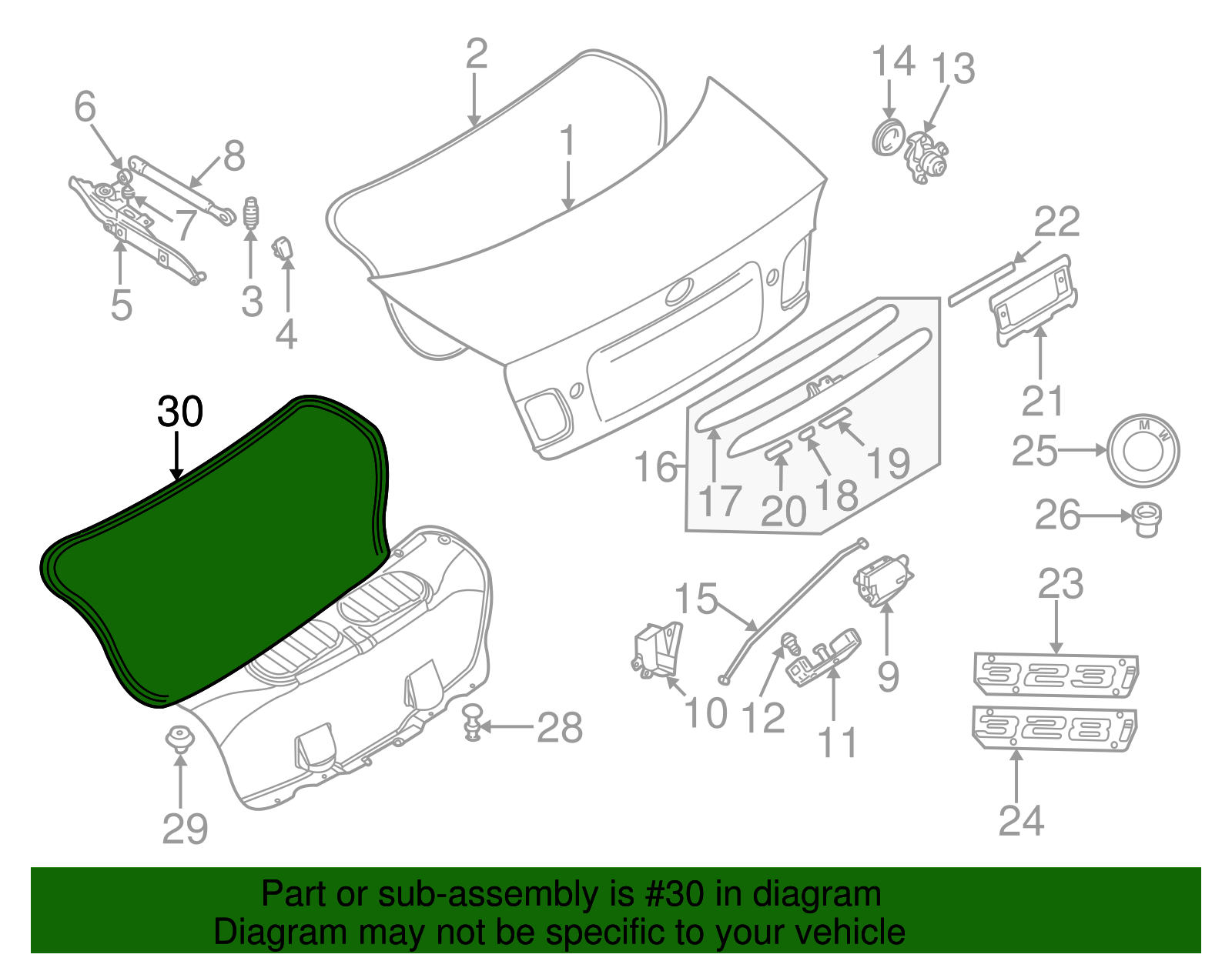 Trunk Lid Trim Seal - BMW (51717126973)