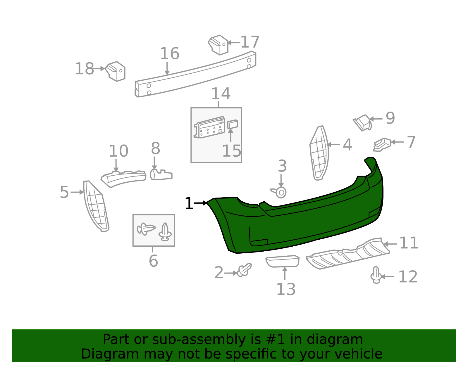 2008-2014 Scion xD Cover Rear Bumper L P 52159-52939 | OEM Parts