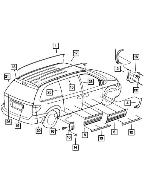 Moldings and Ornamentation for 2001 Dodge Caravan #0