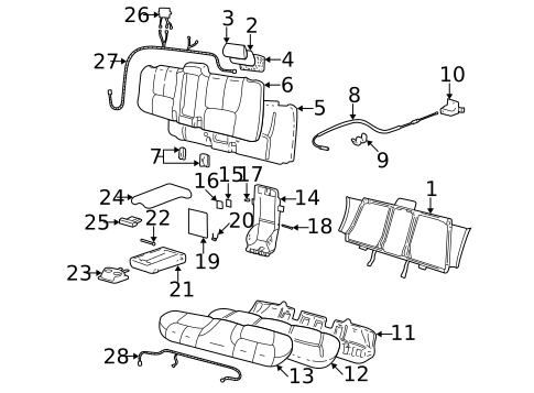 Rear Seat Components for 2001 Cadillac Seville #0