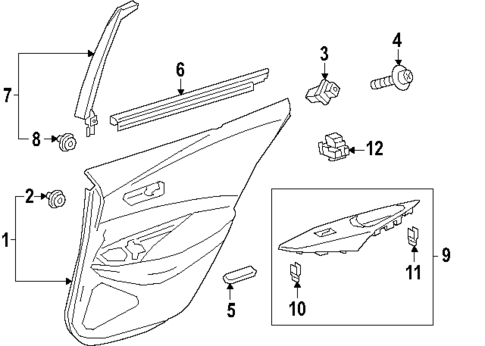Interior Trim - Rear Door for 2020 Toyota Corolla #0