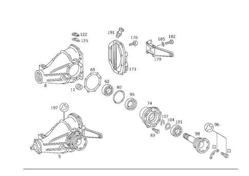 Rear Axle Housing with Differential for 1984 Mercedes-Benz 500 SEC #0