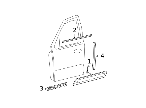 Exterior Trim - Front Door for 2005 Ford Escape #1