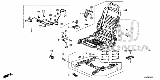 Front Seat Components (R.) (4Way Power Seat) for 2017 Honda Civic #0