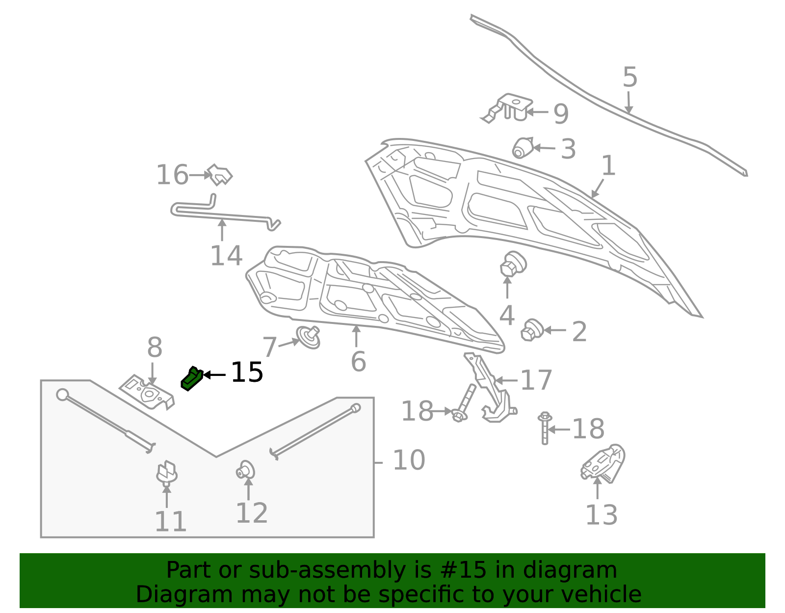 thumbnail image 2 of Genuine GM Hood Support Prop Rod Clip Holder 94580619 - Fits 05-16 Chevy Aveo/Cruze & Pontiac G3 2 of 6