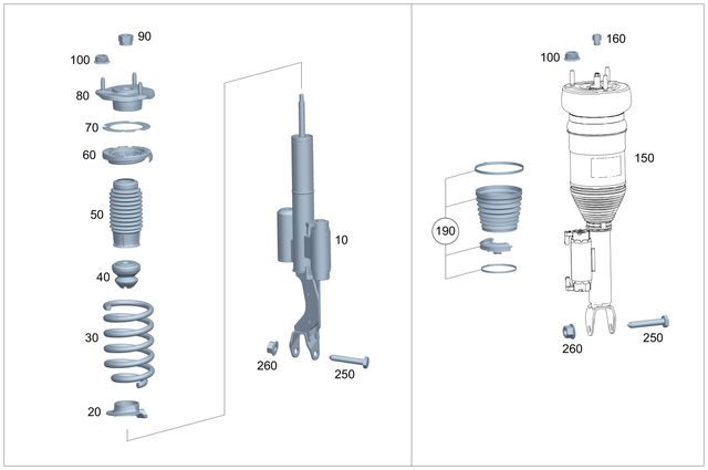 2053208300 - : Pneumatic Shock Absorber Strut Front Left-Hand Ad for Mercedes-Benz Image
