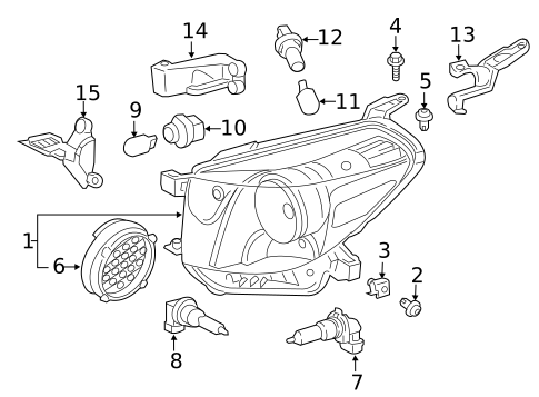 Headlamp Components for 2012 Scion iQ #0