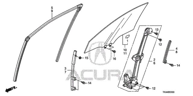 Front Door Glass  - Regulator for 2011 Acura TL #0