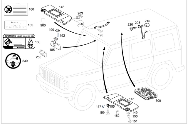 4638100510 - Covering and Lining: Sun Visor for Mercedes-Benz: G55 AMG, G550, G550 4x4, G63 AMG, G65 AMG Image image