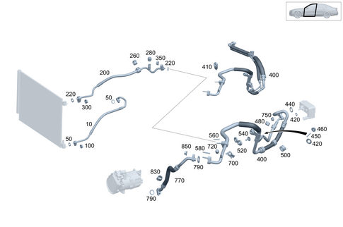 Refrigerant Line Routing for 1991 Mercedes-Benz 350SD #0