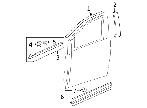 Exterior Trim - Front Door for 2008 Honda Pilot #0