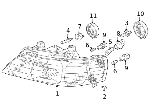 Headlamp Components for 1996 Acura RL #0