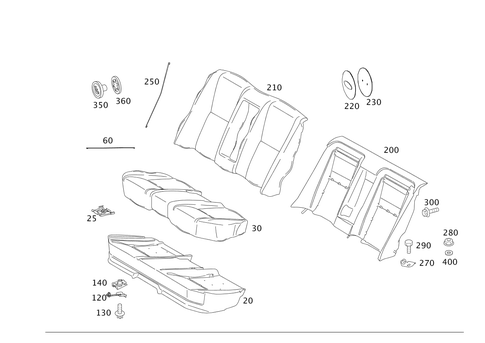 Rear Seat Cushion, Rear Backrest for 2010 Mercedes-Benz S550 #0