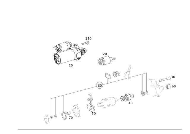 61515901 - : Starter for Mercedes-Benz: 300S, C300, C350, CL550, CLK350, CLK550, CLS550, E550, G550, GL320, GL550, ML350, R350, SL550, SLK280, SLK300 Image