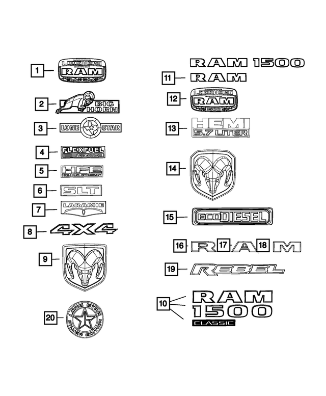 6MA94JSCAA - : Tailgate Nameplate for Mopar Image