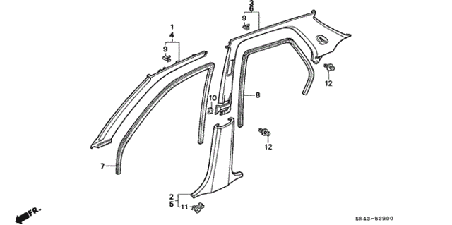 Pillar Garnish for 1993 Honda Civic #0