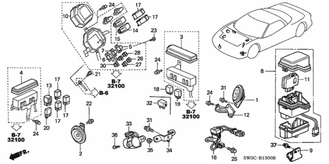 Control Unit (Relay - Fuse) for 2003 Acura NSX #0