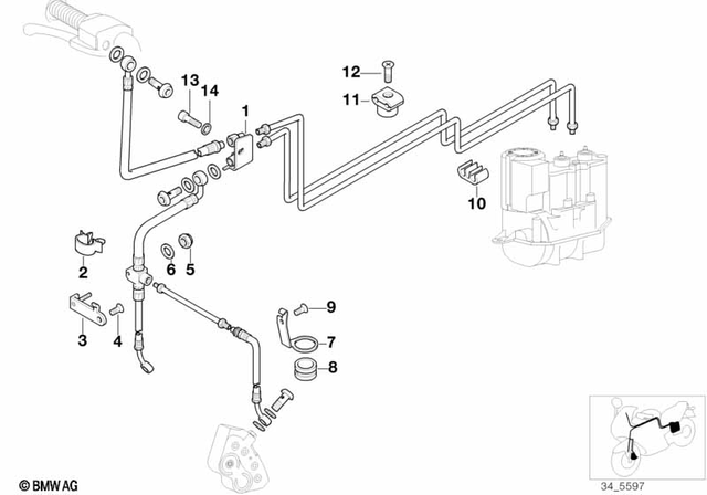 34322332135 - Brakes: Abs Brake Pipe Bracket -  for BMW-Motorrad Image