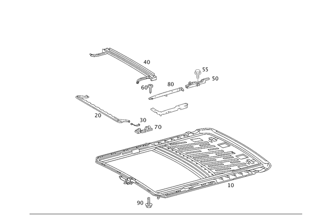 2037800829 - Sliding Roof: Frame for Mercedes-Benz: C230, C240, C280, C32 AMG, C320, C350, C55 AMG Image image