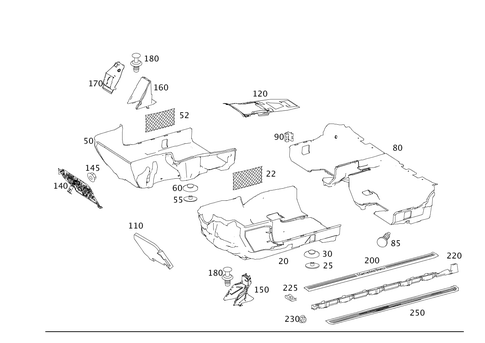 Front Panel Pillar Panelling, Lining on Floor and Footrest for 2009 Mercedes-Benz CL 550 #0