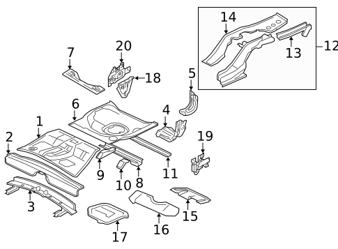 Rear Floor & Rails for 2014 Mitsubishi Lancer #1
