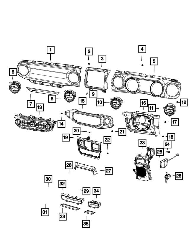 6ZU881ZSAA - Interior Trim: Air Conditioning &amp; Heater Outlet for Mopar Image image