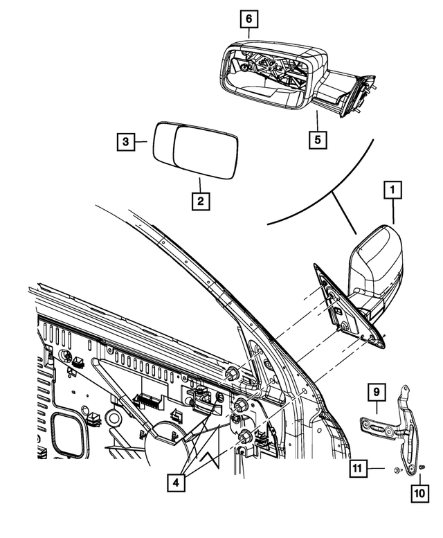 68412768AC - Doors, Door Mirrors and Related Parts: Outside Rearview Mirror, Right for Mopar Image image