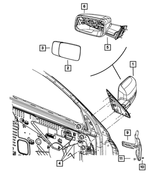68412768AC - Doors, Door Mirrors and Related Parts: Outside Rearview Mirror, Right for Ram: 1500, 1500 Classic, 2500, 3500 Image