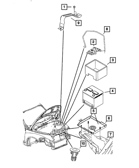 Battery, Battery Tray and Cables for 2009 Chrysler PT Cruiser #0