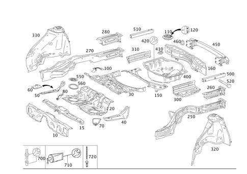 Rear End Floor for 1996 Mercedes-Benz S500 #0
