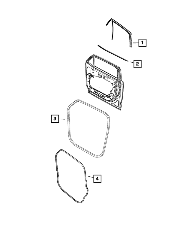 68417437AA - Doors, Door Mirrors and Related Parts: Front Door Flush Glass Weatherstrip, Right for Mopar Image