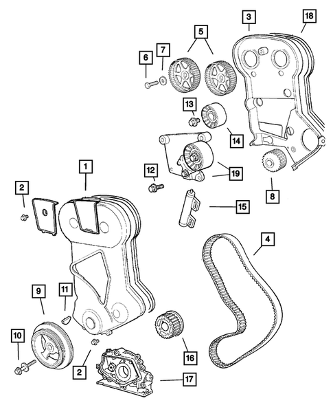 Timing Belt and Cover for 2001 Dodge Stratus #0