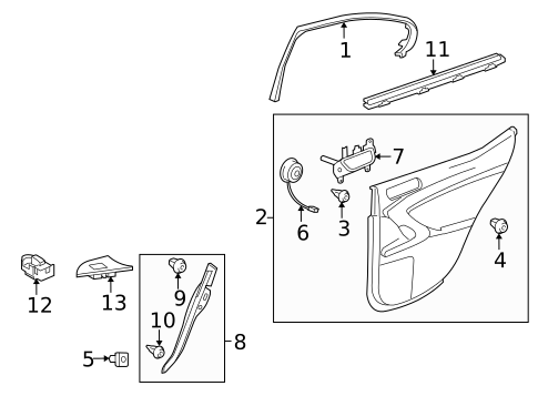 Interior Trim - Rear Door for 2009 Lexus IS250 #0