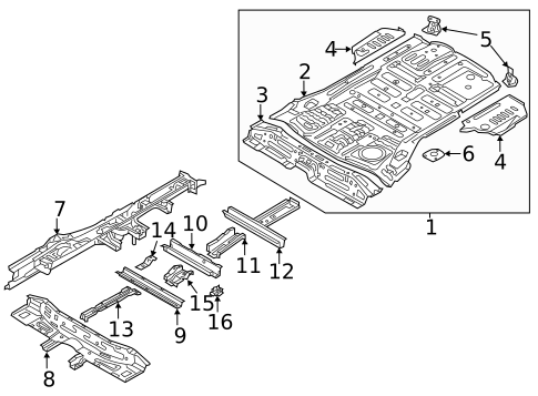 Rear Floor & Rails for 2017 Hyundai Santa Fe #0