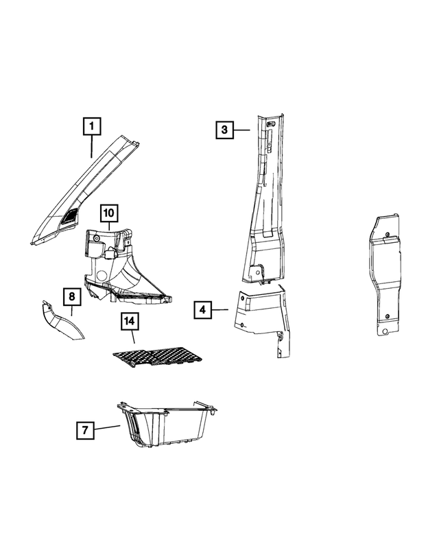 7TA61JXWAA - Interior Trim: B Pillar Molding, Left for Mopar Image